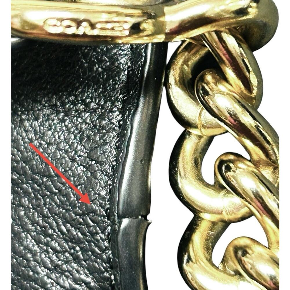 Coach Lexy Lexi Bag Purse F22210 Black Pebbled Leather Gold Tone Chain Handles - Picture 14 of 16
